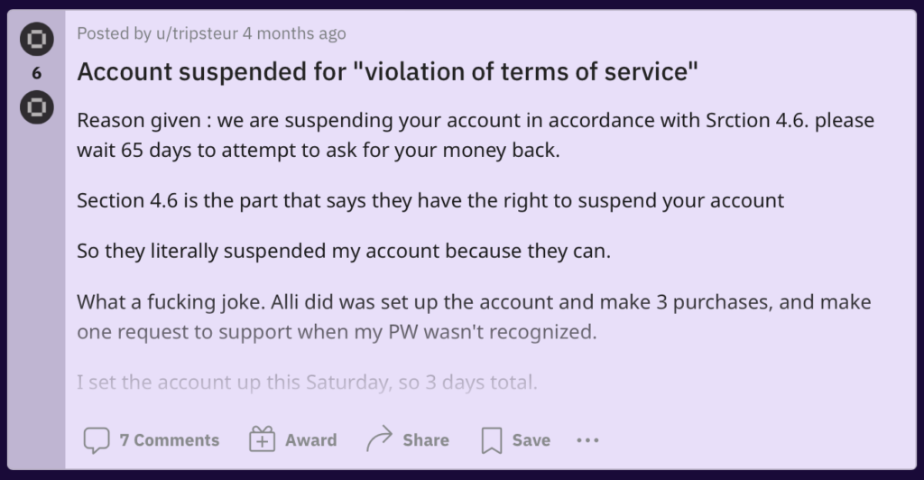 okcoin complaint suspended account